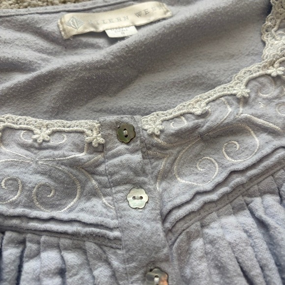 Lot of 2 Eileen West Nightgowns Womens S Blue Cotton Flannel Lace Victorian - Picture 7 of 14